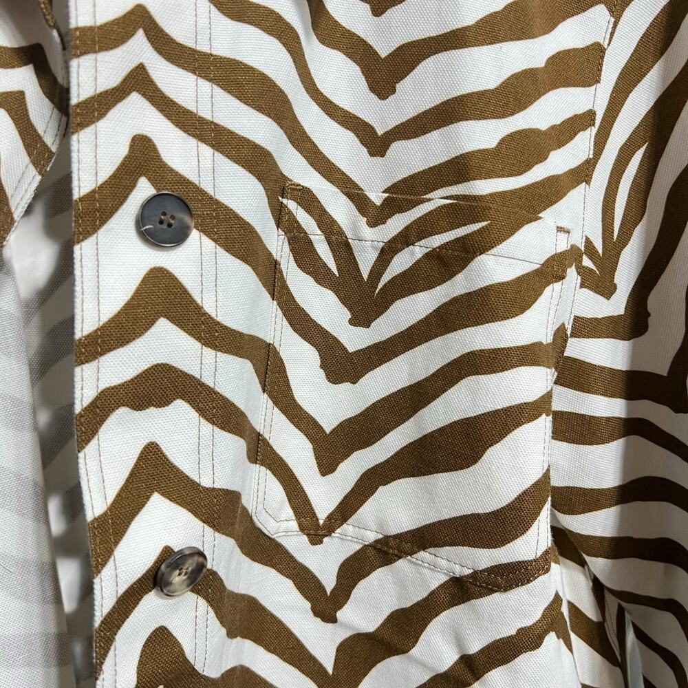 Lafayette 148 New York Amaris Linen Blend Shirt Jacket Zerbra Print Size Medium - Picture 5 of 6